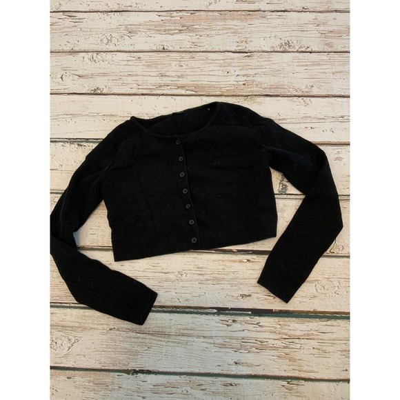 John Galt Sweaters - John Galt Brandy Melville Black Cropped Cardigan Sweater Cotton Y2K One Size